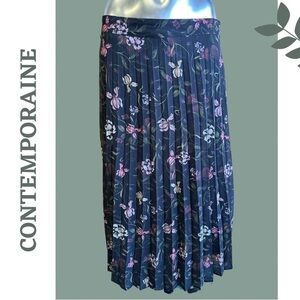 Contemporaine Simon’s Maxi Pleated Floral Lightweight Lined Skirt Zipper Size XS